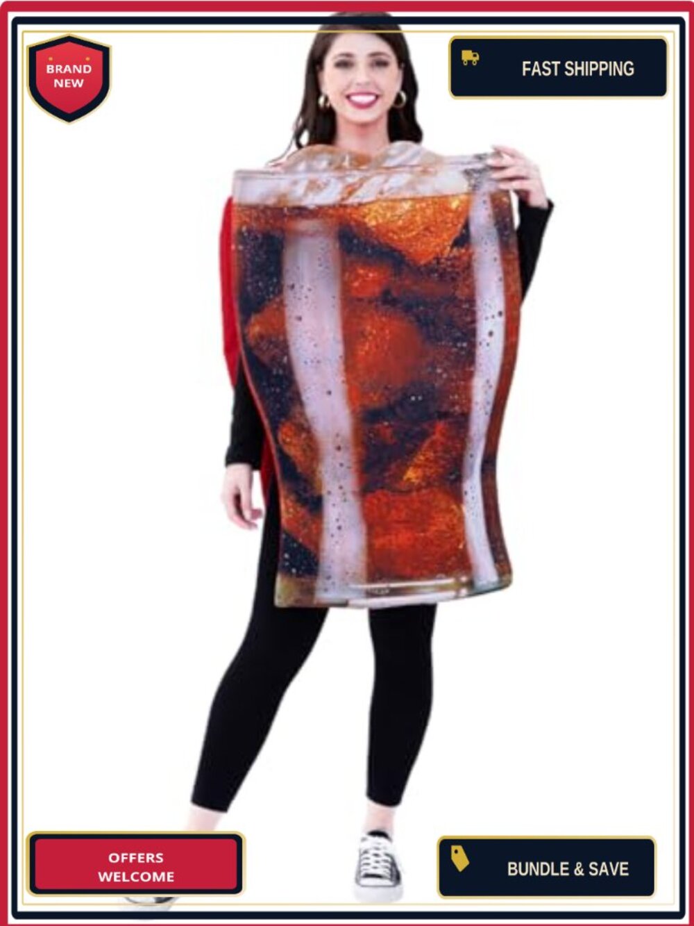 Unisex Ice Cola Glass Costume One Size Fits Most Adult Halloween Party